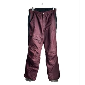 VTG Roxy Med Y2K Womens Burgundy Insulated Ski Cargo Pants Snowboard Glossy